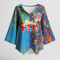 Personalised Fijian Coral Reef Kimono Sleeve Blouse with Traditional Tapa Pattern Split Style LT03 Female Multicolor - Polynesian Pride