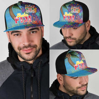 Fijian Coral Reef Mesh Trucker Cap with Traditional Tapa Pattern Split Style LT03 - Polynesian Pride