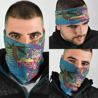 Fijian Coral Reef Neck Gaiter with Traditional Tapa Pattern Split Style LT03 - Polynesian Pride
