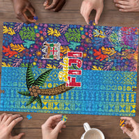 Fijian Coral Reef Puzzle with Traditional Tapa Pattern Split Style LT03 - Polynesian Pride