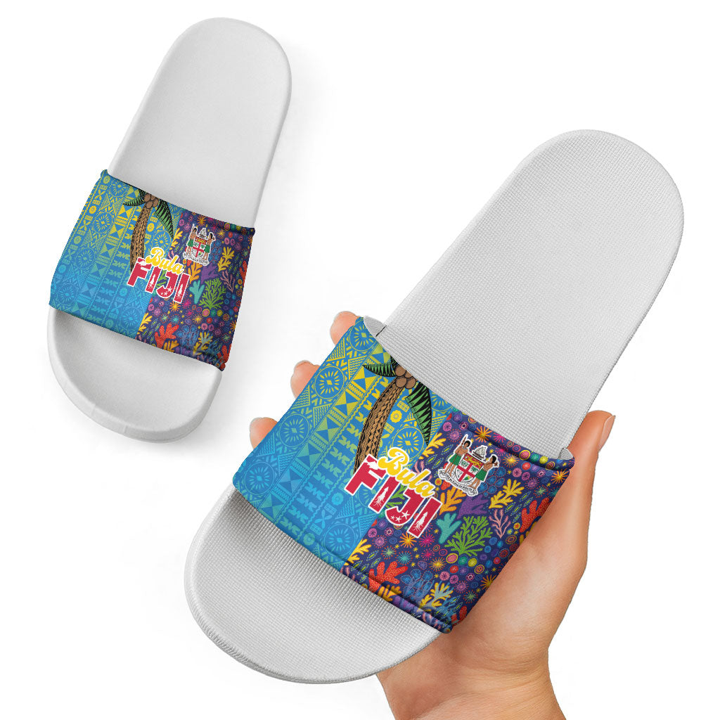 Fijian Coral Reef Slide Sandals with Traditional Tapa Pattern Split Style LT03 - Polynesian Pride