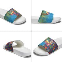 Fijian Coral Reef Slide Sandals with Traditional Tapa Pattern Split Style LT03 - Polynesian Pride