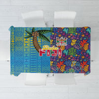 Fijian Coral Reef Tablecloth with Traditional Tapa Pattern Split Style LT03 Multicolor - Polynesian Pride