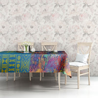 Fijian Coral Reef Tablecloth with Traditional Tapa Pattern Split Style LT03 - Polynesian Pride