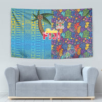 Fijian Coral Reef Tapestry with Traditional Tapa Pattern Split Style LT03 - Polynesian Pride