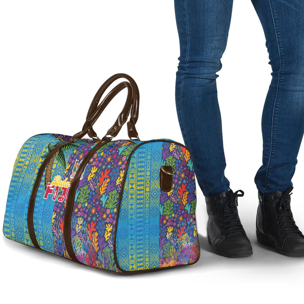 Fijian Coral Reef Travel Bag with Traditional Tapa Pattern Split Style LT03 - Polynesian Pride