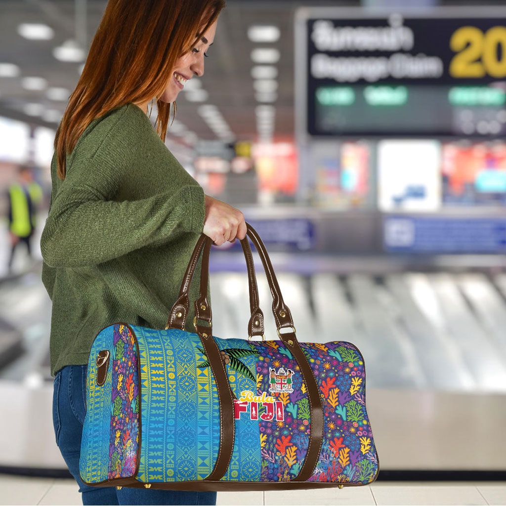 Fijian Coral Reef Travel Bag with Traditional Tapa Pattern Split Style LT03 - Polynesian Pride