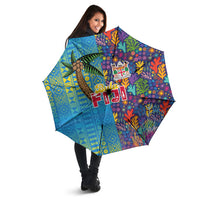 Fijian Coral Reef Umbrella with Traditional Tapa Pattern Split Style LT03 - Polynesian Pride