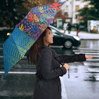 Fijian Coral Reef Umbrella with Traditional Tapa Pattern Split Style LT03 - Polynesian Pride