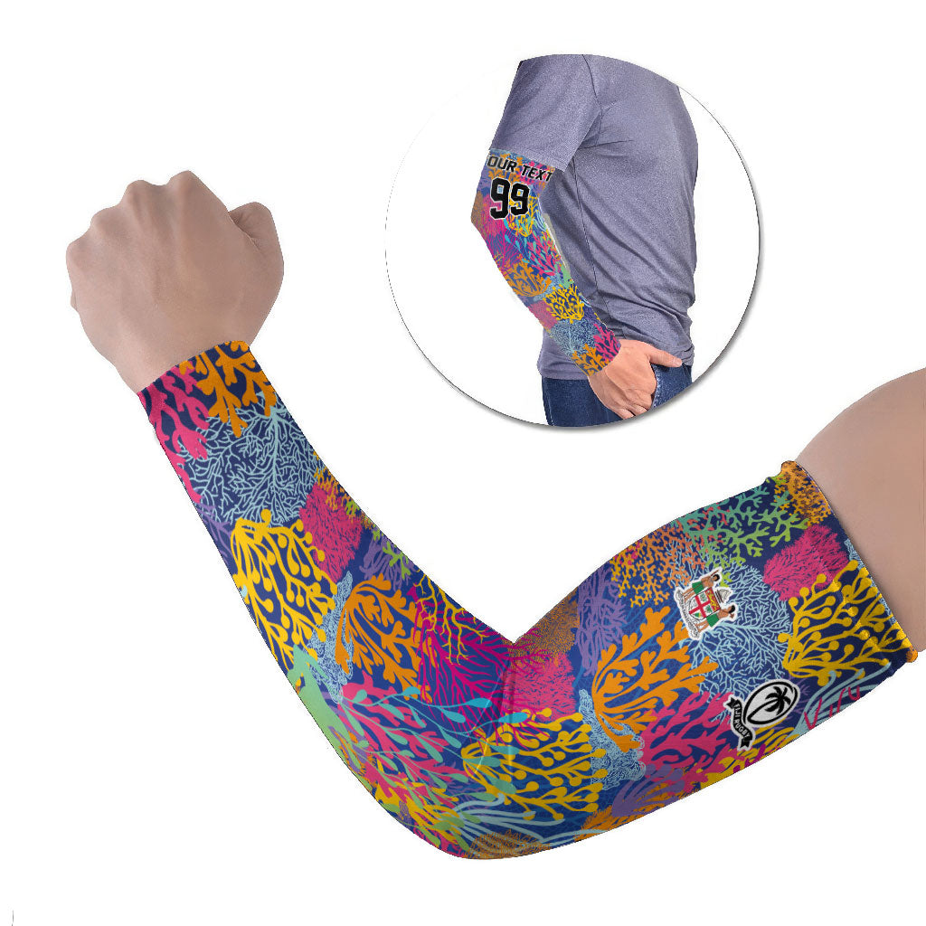 Custom Fijian Rugby Arm Sleeves Colorful Coral Reef Pre Match Design LT03 Set of 2 Multicolor - Polynesian Pride