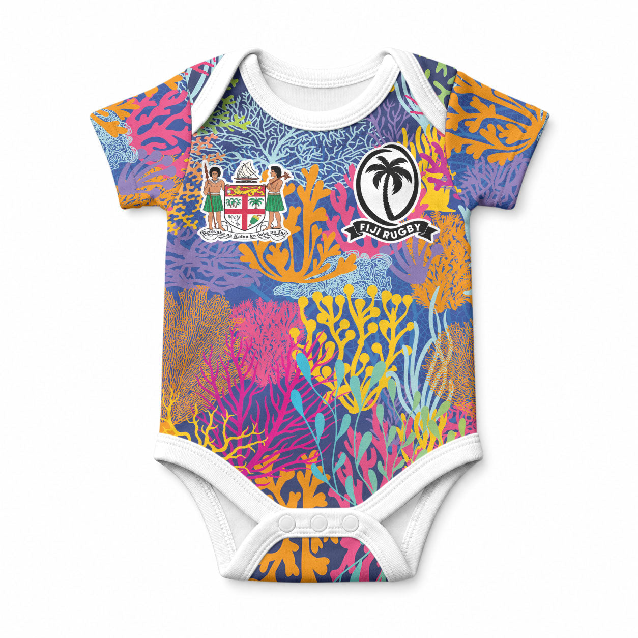 Custom Fijian Rugby Baby Onesie Colorful Coral Reef Pre Match Design LT03 Multicolor - Polynesian Pride