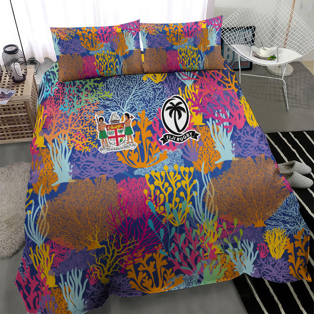 Fijian Rugby Bedding Set Colorful Coral Reef Pre Match Design LT03 - Polynesian Pride
