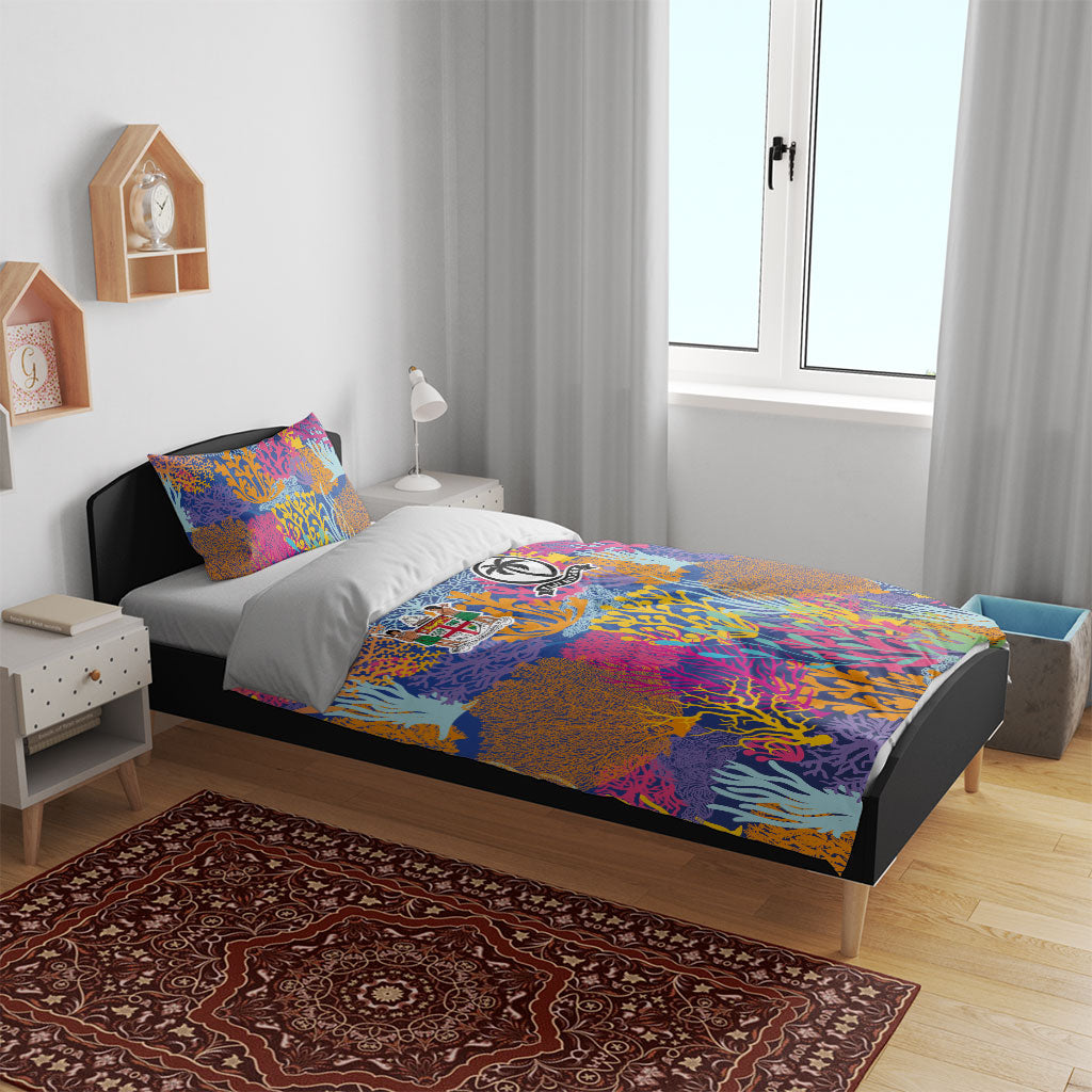 Fijian Rugby Bedding Set Colorful Coral Reef Pre Match Design LT03 - Polynesian Pride