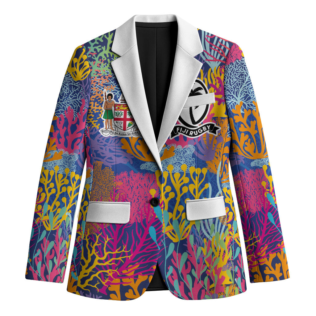 Custom Fijian Rugby Blazer Colorful Coral Reef Pre Match Design LT03 Unisex Multicolor - Polynesian Pride