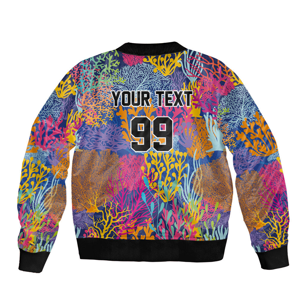 Custom Fijian Rugby Bomber Jacket Colorful Coral Reef Pre Match Design LT03 - Polynesian Pride