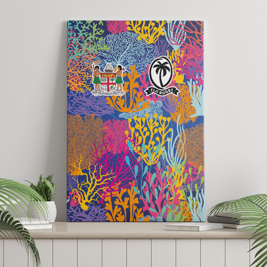 Fijian Rugby Canvas Wall Art Colorful Coral Reef Pre Match Design LT03 - Polynesian Pride