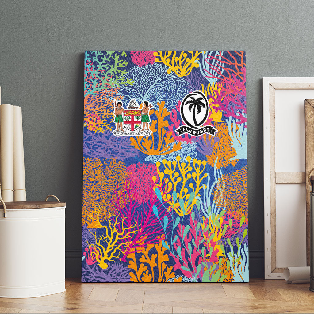 Fijian Rugby Canvas Wall Art Colorful Coral Reef Pre Match Design LT03 - Polynesian Pride