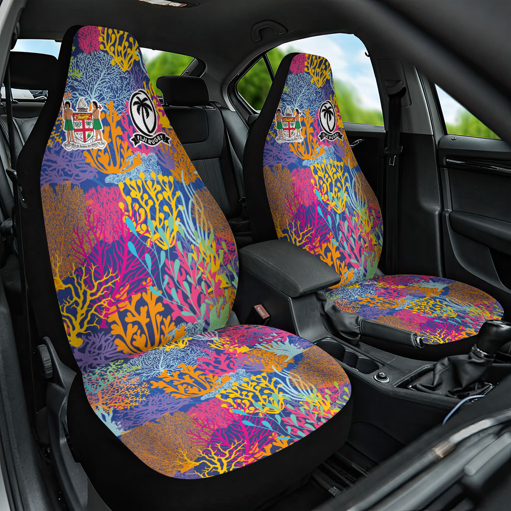 Fijian Rugby Car Seat Cover Colorful Coral Reef Pre Match Design LT03 One Size Multicolor - Polynesian Pride