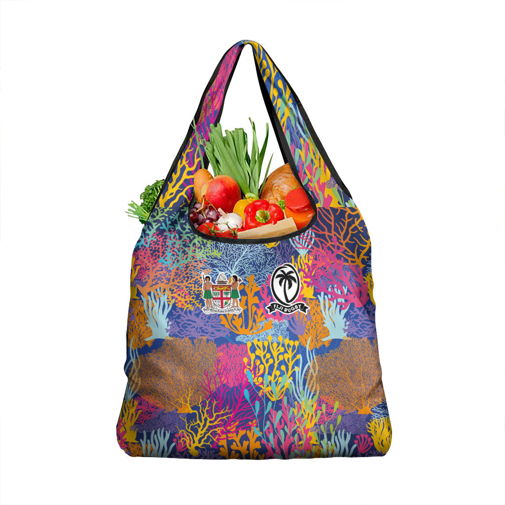 Fijian Rugby Grocery Bag Colorful Coral Reef Pre Match Design LT03 1-pack One Size Multicolor - Polynesian Pride