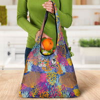 Fijian Rugby Grocery Bag Colorful Coral Reef Pre Match Design LT03 - Polynesian Pride