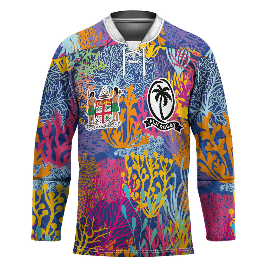 Custom Fijian Rugby Hockey Jersey Colorful Coral Reef Pre Match Design LT03 Unisex Multicolor - Polynesian Pride