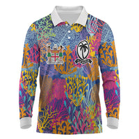 Custom Fijian Rugby Long Sleeve Polo Shirt Colorful Coral Reef Pre Match Design LT03 Multicolor - Polynesian Pride