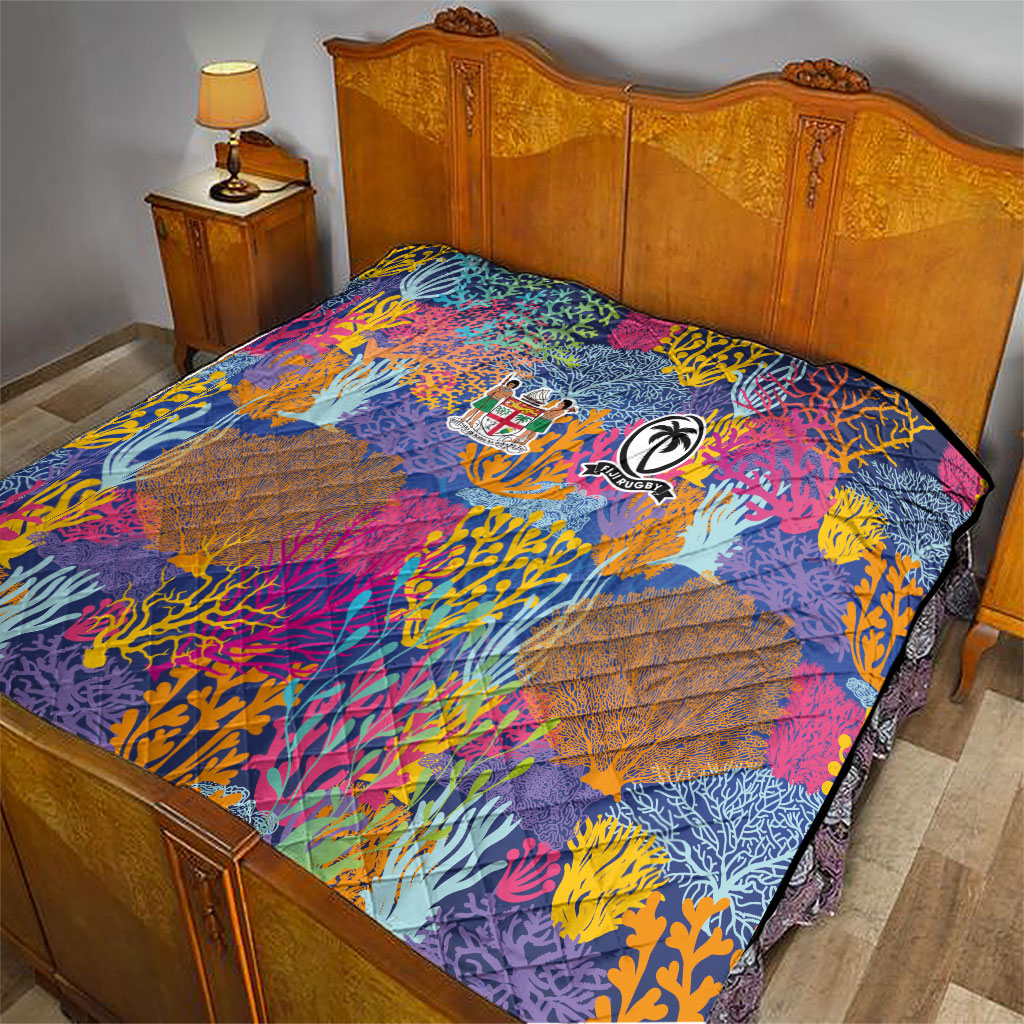 Fijian Rugby Quilt Colorful Coral Reef Pre Match Design LT03 - Polynesian Pride