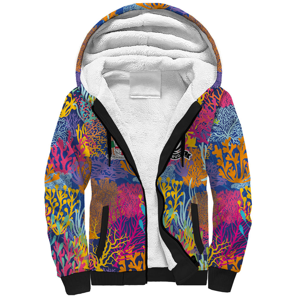Custom Fijian Rugby Sherpa Hoodie Colorful Coral Reef Pre Match Design LT03 Unisex Multicolor - Polynesian Pride
