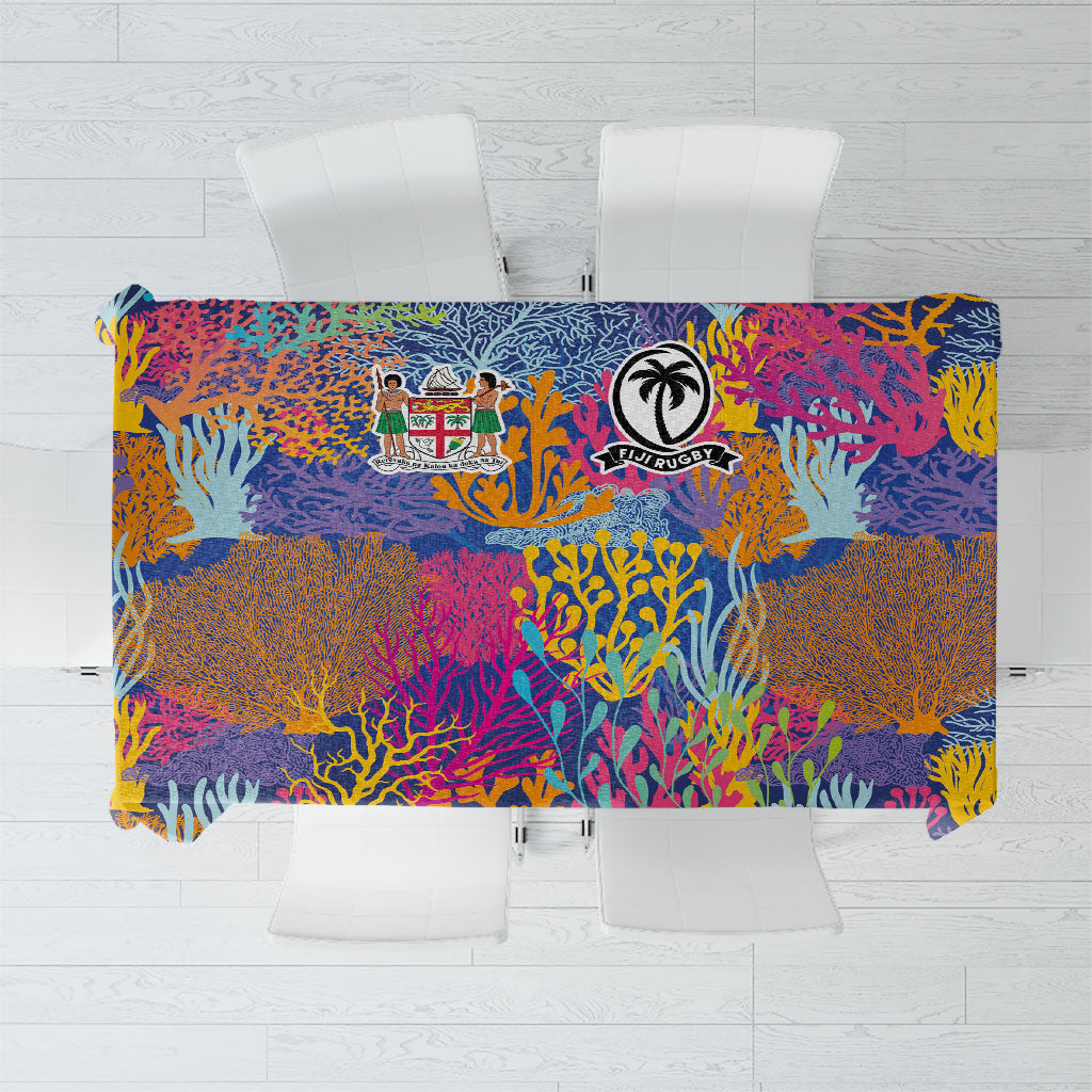 Fijian Rugby Tablecloth Colorful Coral Reef Pre Match Design LT03 Multicolor - Polynesian Pride