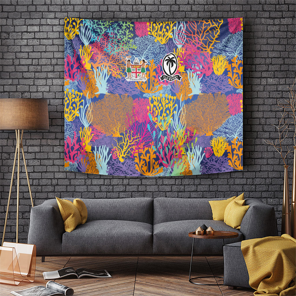 Fijian Rugby Tapestry Colorful Coral Reef Pre Match Design LT03 Multicolor - Polynesian Pride