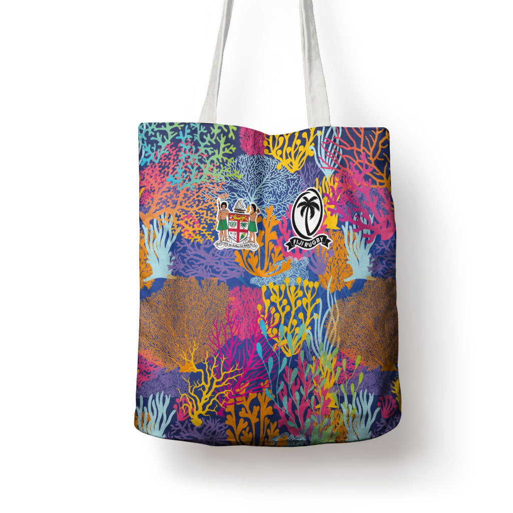 Fijian Rugby Tote Bag Colorful Coral Reef Pre Match Design LT03 - Polynesian Pride