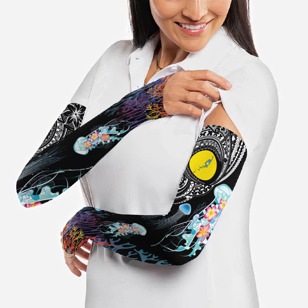 Palau Jellyfish Arm Sleeves Coral Reef with Polynesian Pattern LT03 - Polynesian Pride