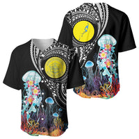Palau Jellyfish Baseball Jersey Coral Reef with Polynesian Pattern
