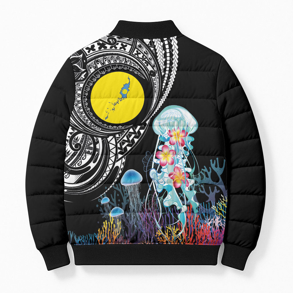 Palau Jellyfish Bomber Puffer Jacket Coral Reef with Polynesian Pattern LT03 - Polynesian Pride