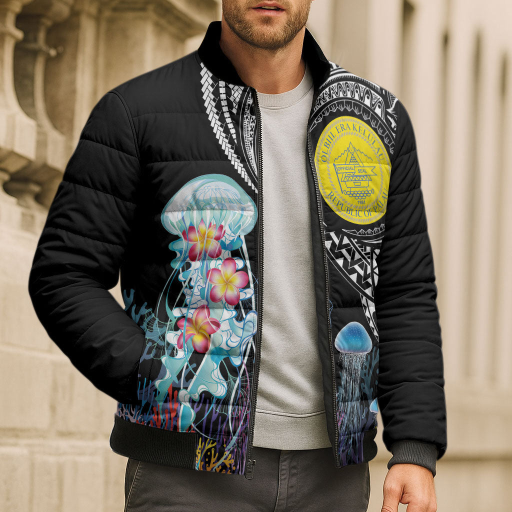 Palau Jellyfish Bomber Puffer Jacket Coral Reef with Polynesian Pattern LT03 - Polynesian Pride