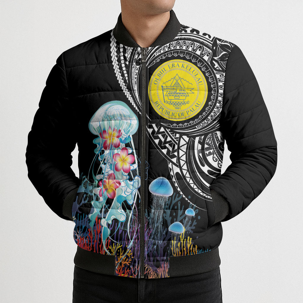 Palau Jellyfish Bomber Puffer Jacket Coral Reef with Polynesian Pattern LT03 - Polynesian Pride