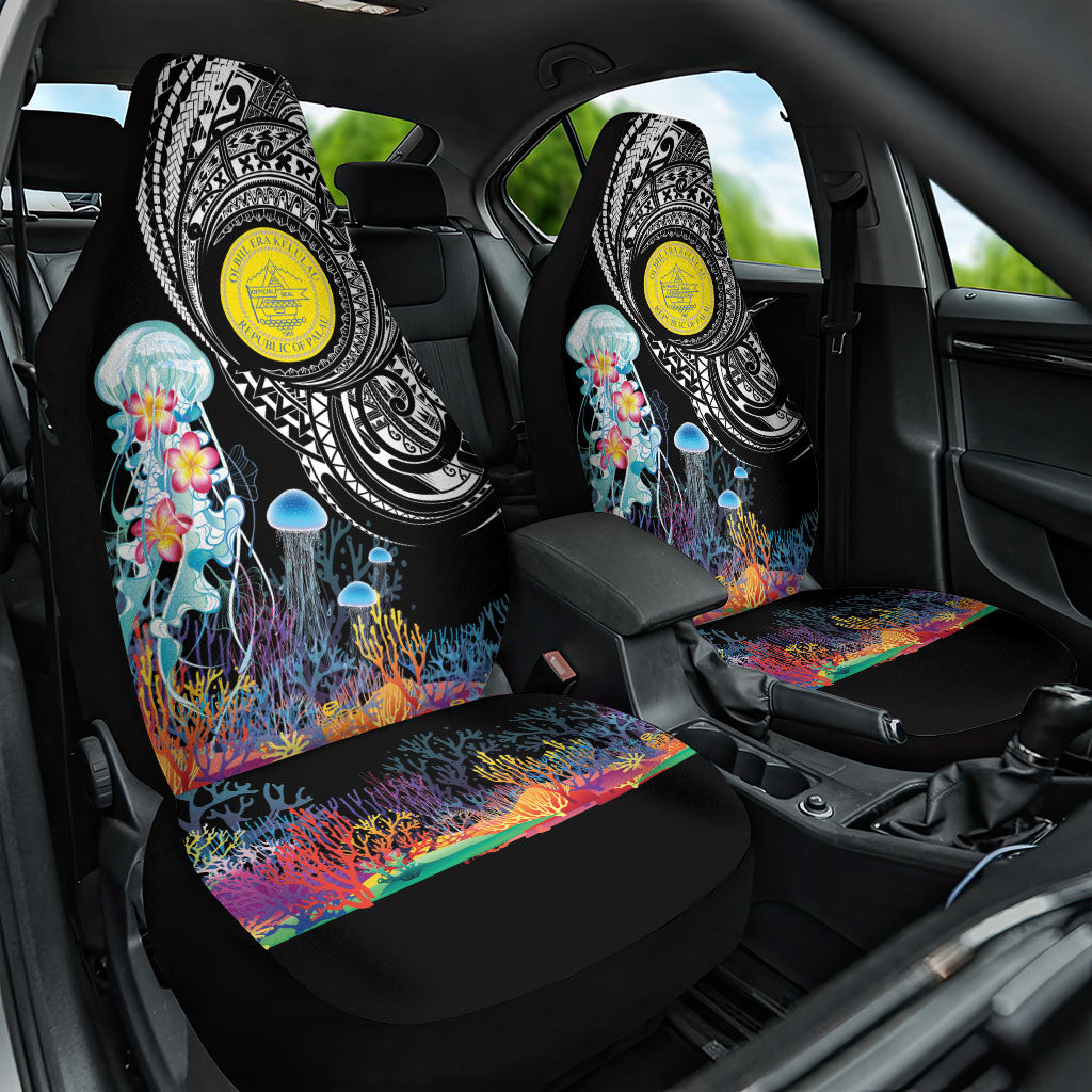 Palau Jellyfish Car Seat Cover Coral Reef with Polynesian Pattern LT03 One Size Black - Polynesian Pride