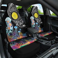 Palau Jellyfish Car Seat Cover Coral Reef with Polynesian Pattern LT03 One Size Black - Polynesian Pride