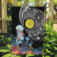 Palau Jellyfish Garden Flag Coral Reef with Polynesian Pattern LT03 Garden Flag Black - Polynesian Pride