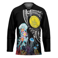 Palau Jellyfish Hockey Jersey Coral Reef with Polynesian Pattern LT03 Unisex Black - Polynesian Pride