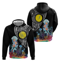 Palau Jellyfish Hoodie Coral Reef with Polynesian Pattern