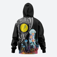 Palau Jellyfish Hoodie Coral Reef with Polynesian Pattern