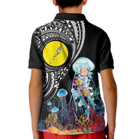 Palau Jellyfish Kid Polo Shirt Coral Reef with Polynesian Pattern LT03 - Polynesian Pride