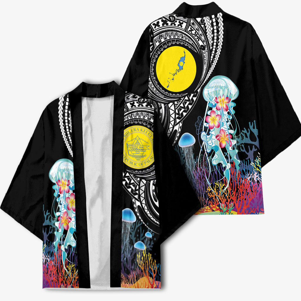 Palau Jellyfish Kimono Coral Reef with Polynesian Pattern LT03 - Polynesian Pride