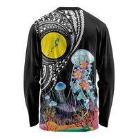 Palau Jellyfish Long Sleeve Shirt Coral Reef with Polynesian Pattern LT03 - Polynesian Pride