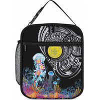 Palau Jellyfish Lunch Bag Coral Reef with Polynesian Pattern LT03 10.2 × 8.3 × 4.3 inch Black - Polynesian Pride
