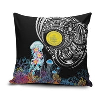 Palau Jellyfish Pillow Cover Coral Reef with Polynesian Pattern LT03 Black - Polynesian Pride