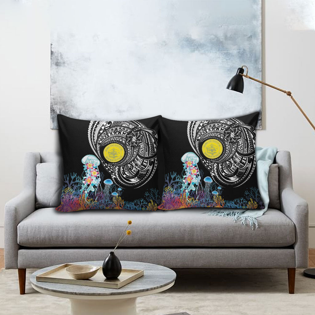 Palau Jellyfish Pillow Cover Coral Reef with Polynesian Pattern LT03 - Polynesian Pride