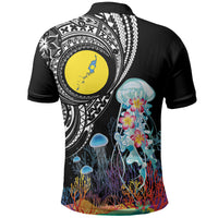 Palau Jellyfish Polo Shirt Coral Reef with Polynesian Pattern LT03 - Polynesian Pride