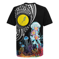 Palau Jellyfish Rugby Jersey Coral Reef with Polynesian Pattern LT03 - Polynesian Pride